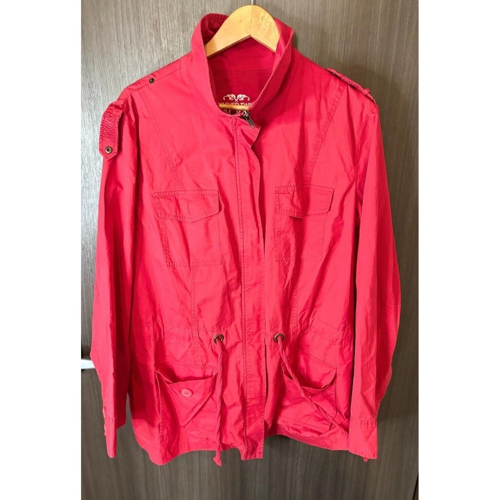 Avenue Washed Twill Jacket Women's 18 20 Red 100% Cotton Long Sleeve Full Zip